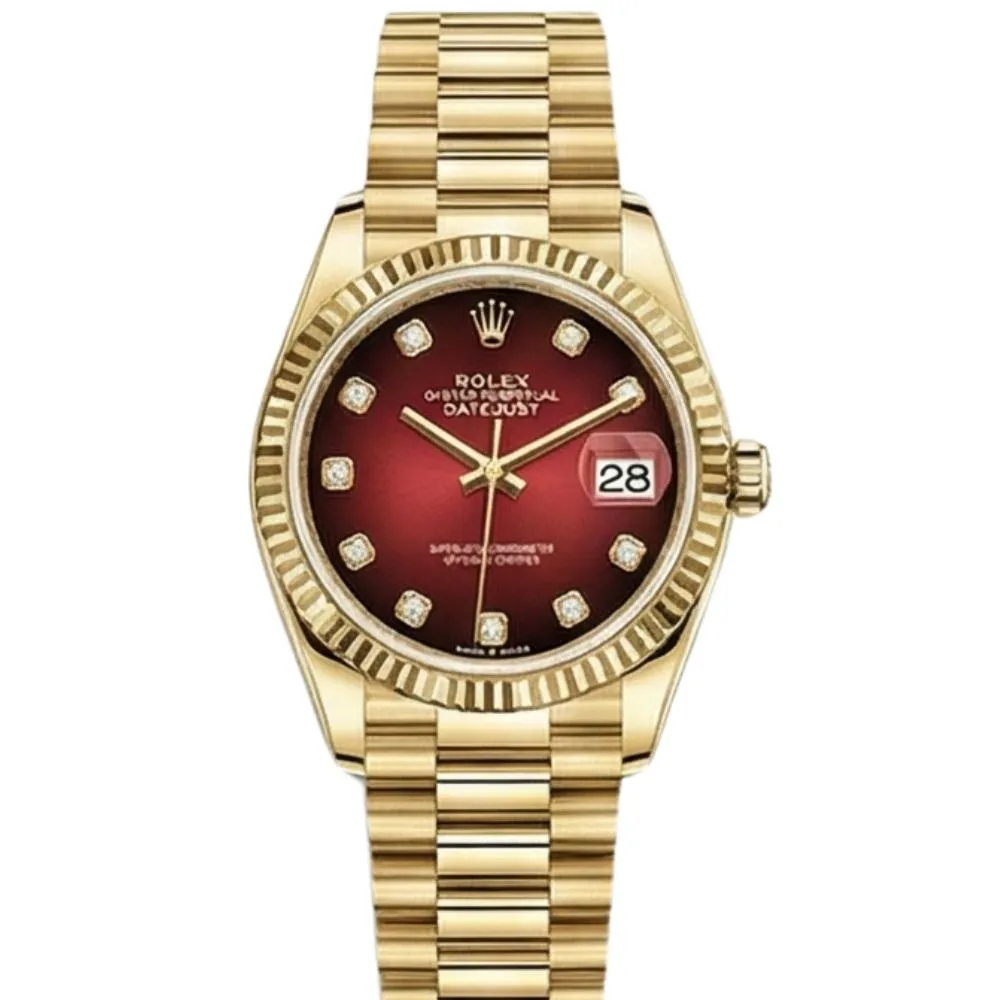 デイトジャスト 31 278278G レッドオンブレ 10Pダイヤ プレジデントブレス