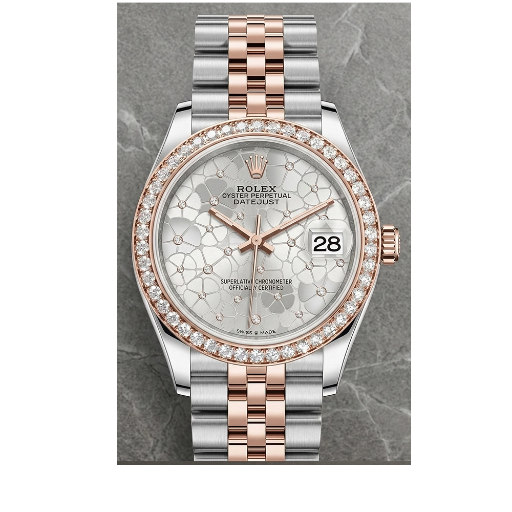 デイトジャスト 31 278381RBR シルバー ダイヤモンド入りフローラルモチーフ ジュビリーブレス