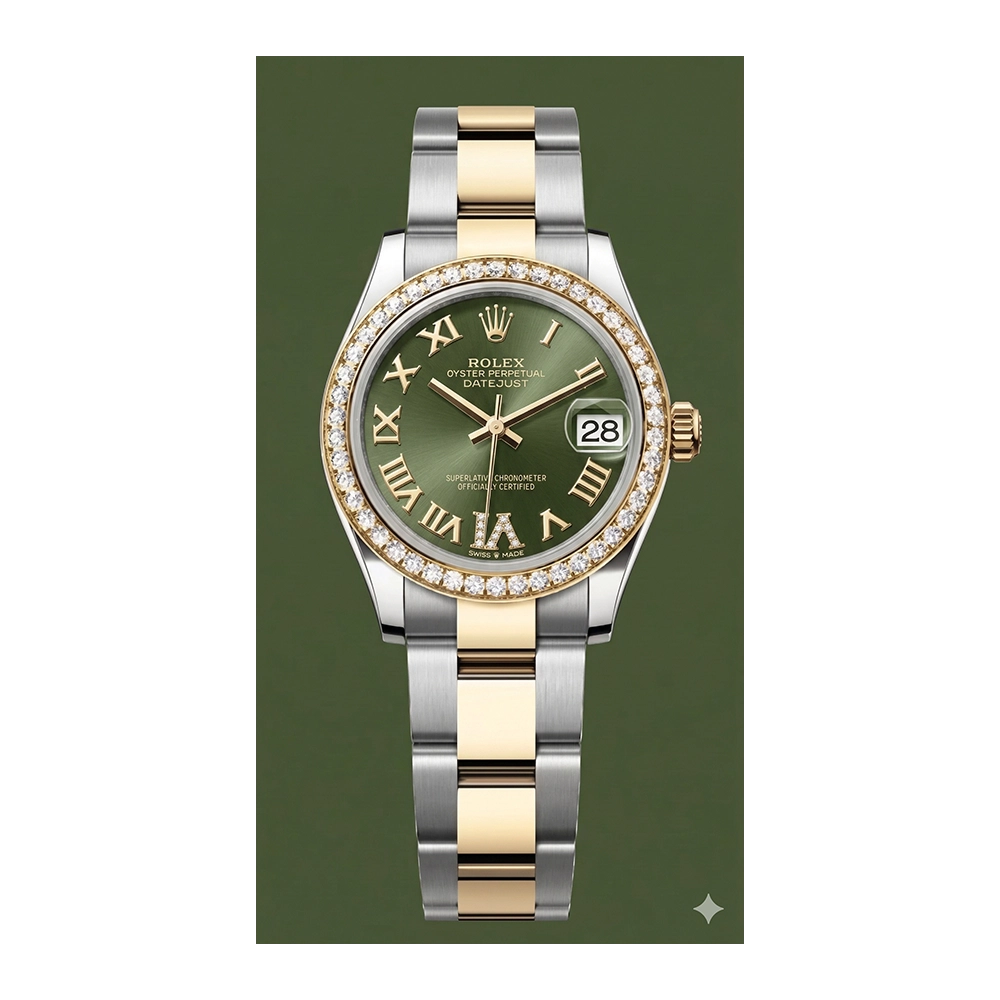 デイトジャスト 31 278383RBR オリーブグリーン VIダイヤ オイスターブレス