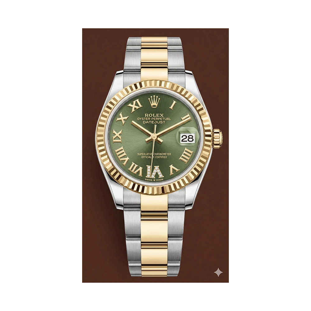 デイトジャスト 31 278273 オリーブグリーン VIダイヤ オイスターブレス