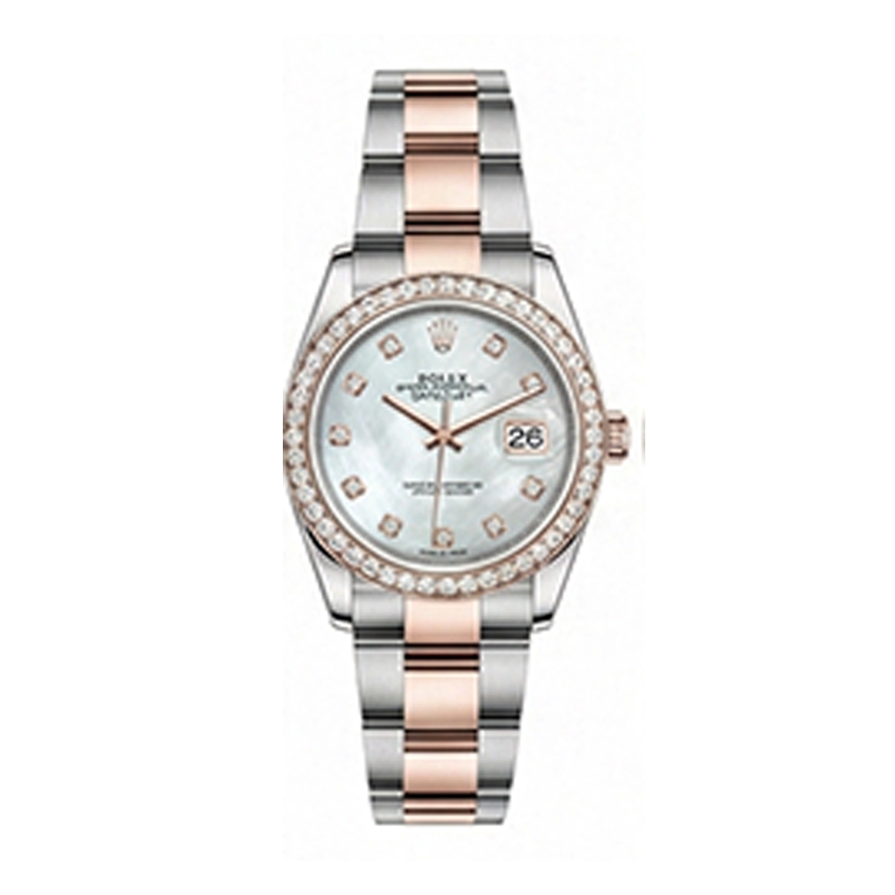 デイトジャスト 36 126281RBR ホワイトシェル 10Pダイヤ オイスターブレス