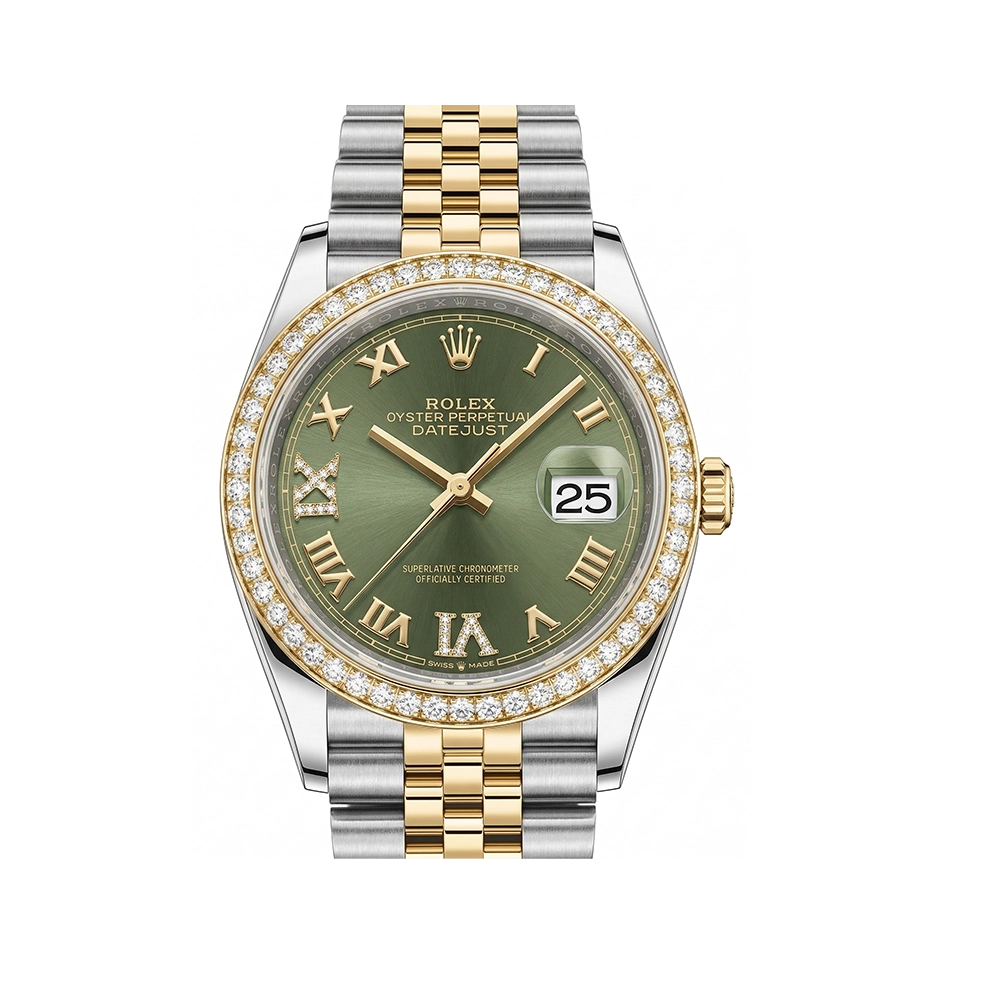 デイトジャスト 36 126283RBRオリーブグリーン ローマン VI/IXダイヤ ジュビリーブレス