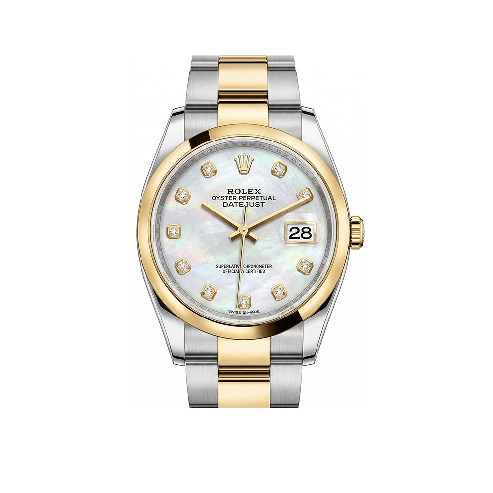 デイトジャスト 36 126203 ホワイトシェル 10Pダイヤオイスターブレス