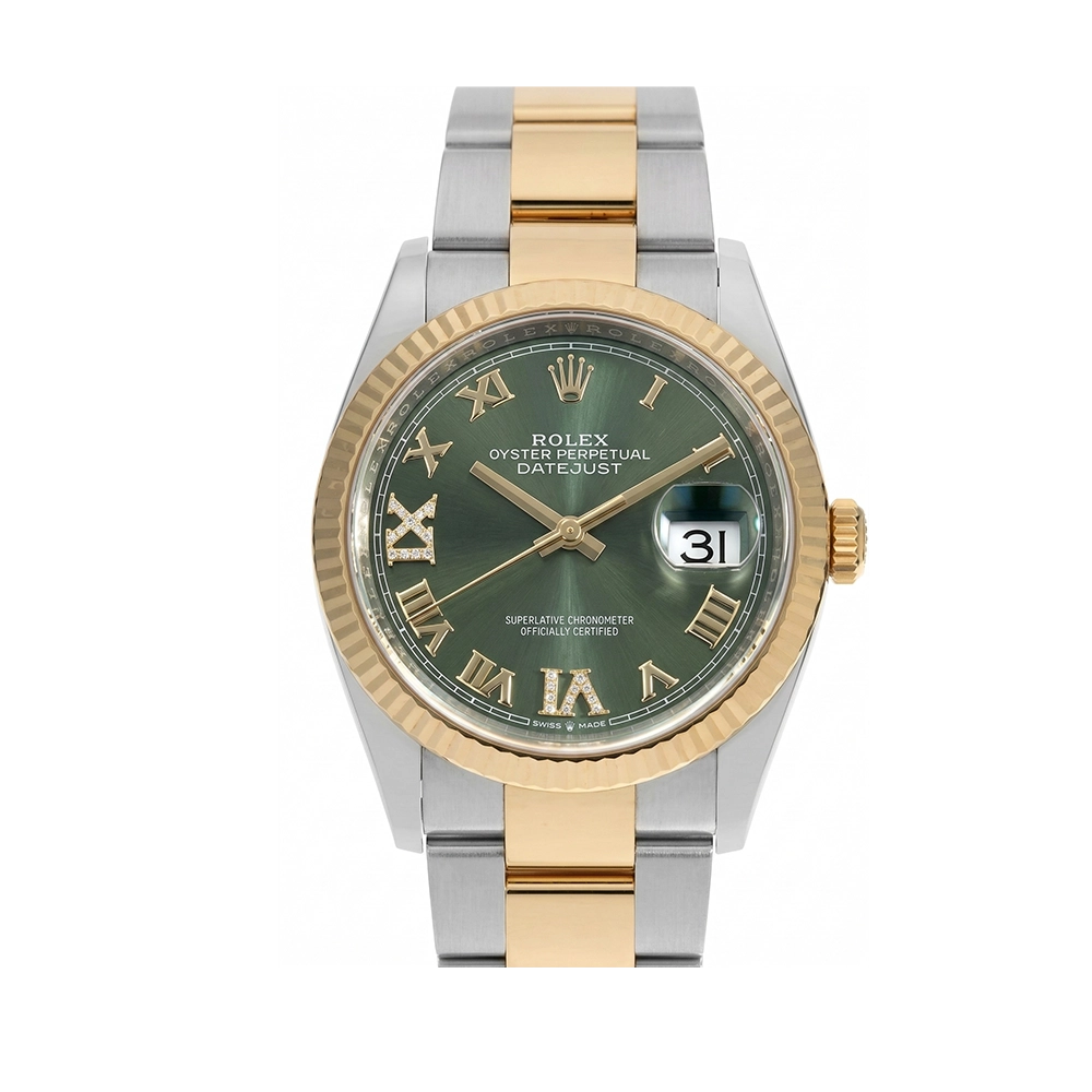 デイトジャスト 36 126233 オリーブグリーン ローマン VI/IXダイヤ オイスターブレス