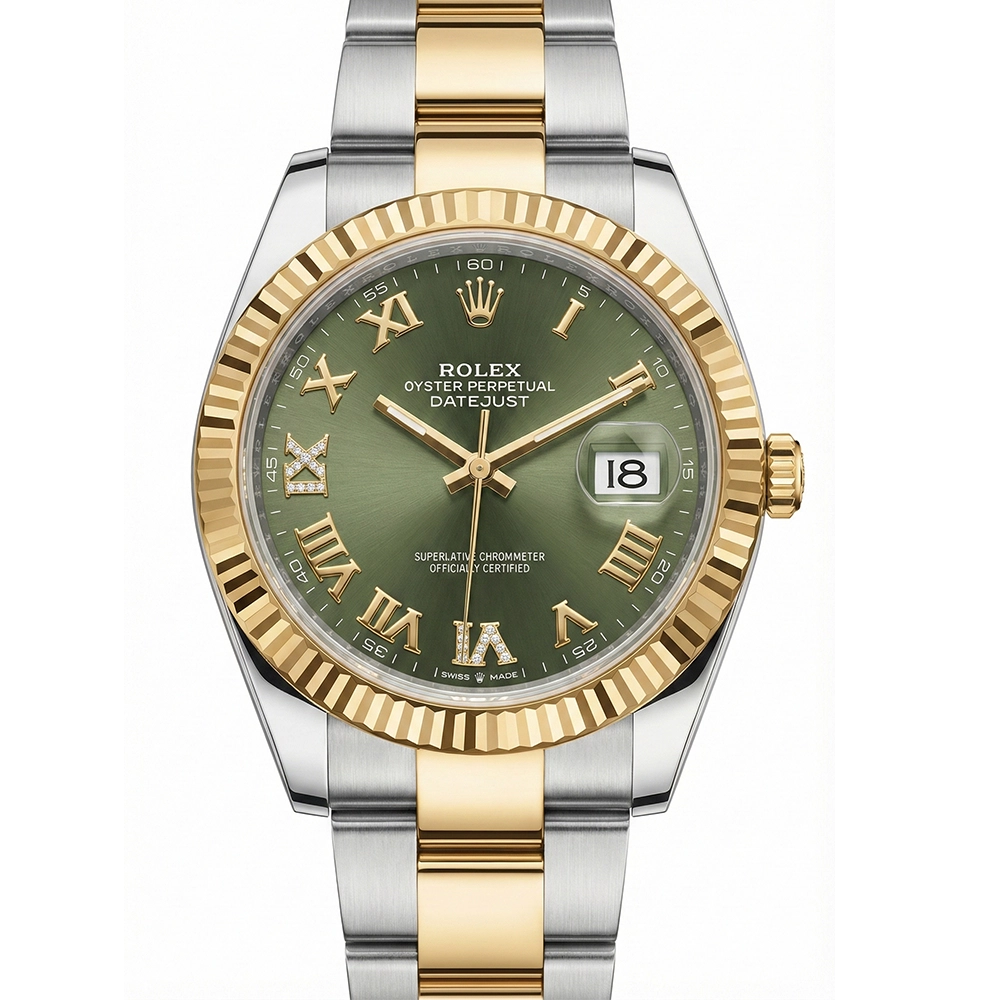 デイトジャスト 41 126333 オリーブグリーン ローマン VI/IXダイヤ オイスターブレス