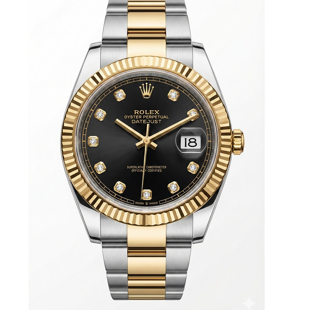 デイトジャスト 41 123233 ブラック 10Pダイヤ オイスターブレス