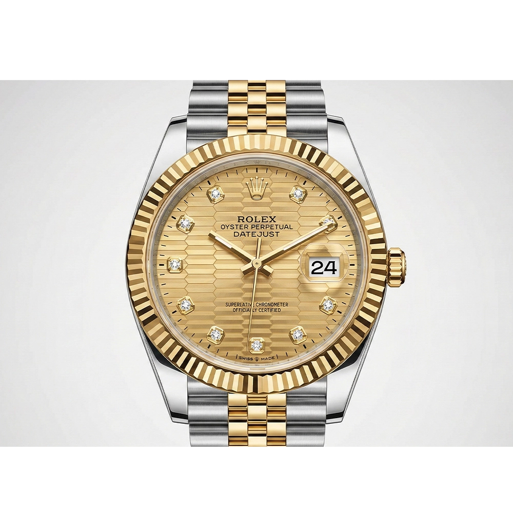 デイトジャスト 41 126333 ゴールデン フルーテッドモチーフ 10Pダイヤ ジュビリーブレス