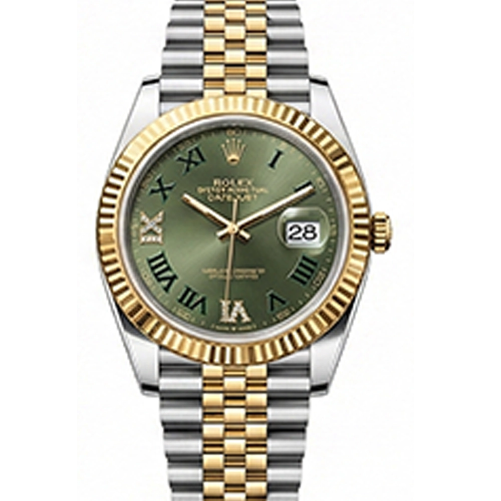 デイトジャスト 41 126333 オリーブグリーン ローマン VI/IXダイヤ ジュビリーブレス