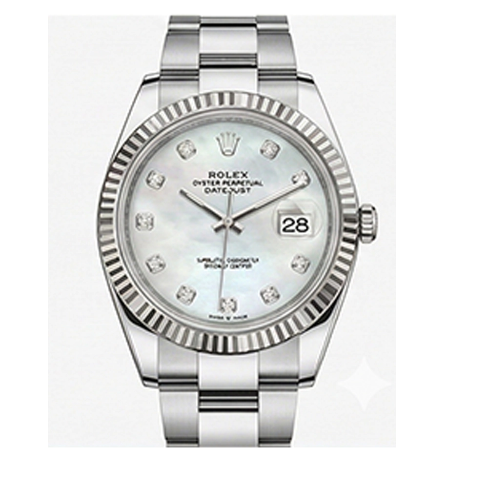 デイトジャスト 41 126334NG ホワイトシェル 10Pダイヤ オイスターブレス